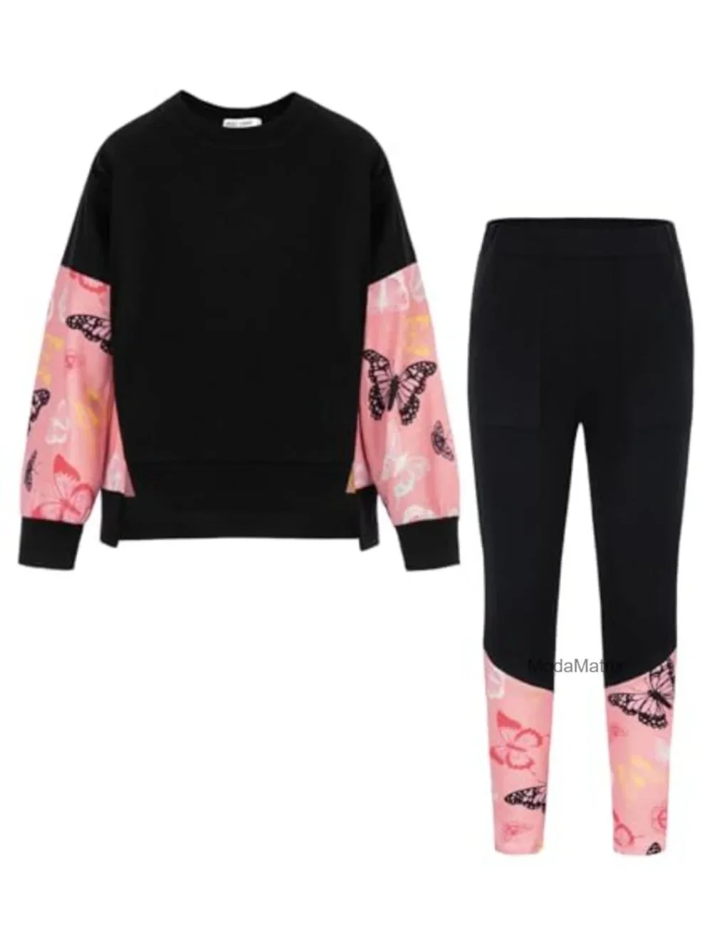 Girls 2-Piece Sweatshirt & Leggings Tracksuit Set - Polyester/Elastane